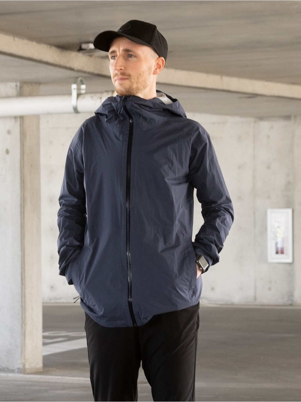 TruWear Navy Hooded Lightweight Windbreaker